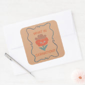 Wat in Anjer Grappige Cowboy Bloem Vierkante Sticker (Envelop)