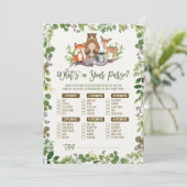 Wat in je Baby shower-gamekaart voor Purse Woodlan Kaart (Staand voorkant)