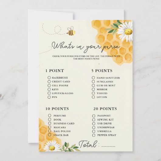 Wat in je tas baby shower spel Kaart (Voorkant)