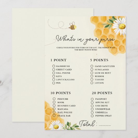 Wat in je tas baby shower spel Kaart (Voorkant / Achterkant)