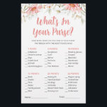 Wat in je tas rustieke wilde bloemen spel<br><div class="desc">Maak je klaar om een vleugje elegantie toe te voegen aan je zomerse of lente vrijgezellenfeest met onze Whats In Your Purse Rustic Wildflowers Game. Deze aanpasbare bruiloft douche spel kaart is voorzien van prachtige waterverf handgeschilderde bloemen en elegante kalligrafie,  waardoor het de perfecte aanvulling op uw feest.</div>