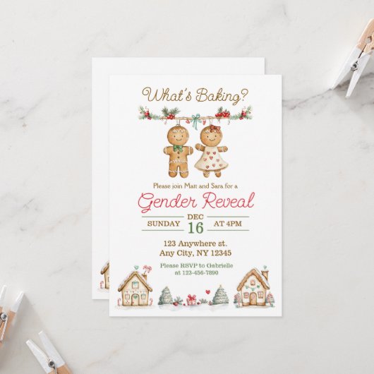Wat is bakken Geslacht onthullen uitnodiging (Voorkant / Achterkant in situ)