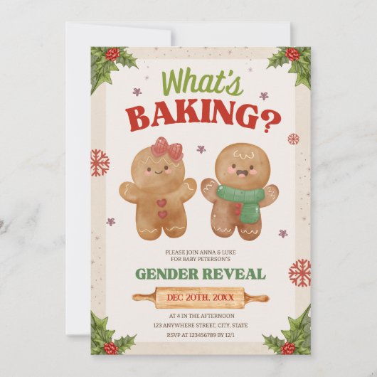 Wat is bakken Kerstmis Geslacht onthullen peperkoe Kaart (Voorkant)