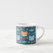 Wat is Cool, Kitty Cat in Blue en Yellow Espresso Kop (Rechts)