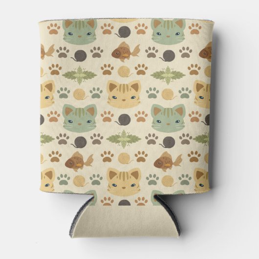 Wat is Cool, Kitty Cat in Geel en Brown Blikjeskoeler (Voorkant)