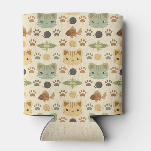 Wat is Cool, Kitty Cat in Geel en Brown Blikjeskoeler (Achterkant)