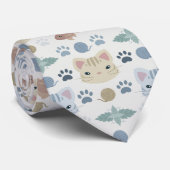 Wat is Cool, Kitty Cat in Grey en Beige? Stropdas (Opgerold)