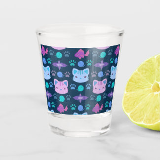 Wat is Cool, Kitty Cat in Paars en Blauw Shot Glas