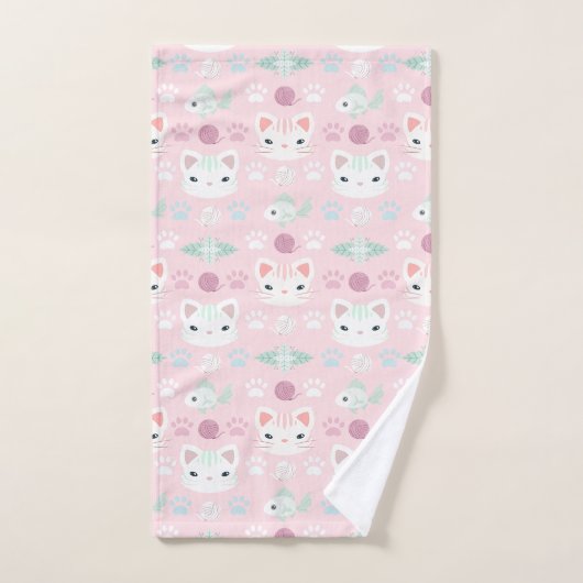 Wat is Cool, Kitty Cat in Roze en Mint Bad Handdoek (Handdoek)