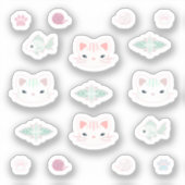 Wat is Cool, Kitty Cat in Roze en Mint Sticker (Voorkant)