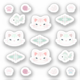 Wat is Cool, Kitty Cat in Roze en Mint Sticker