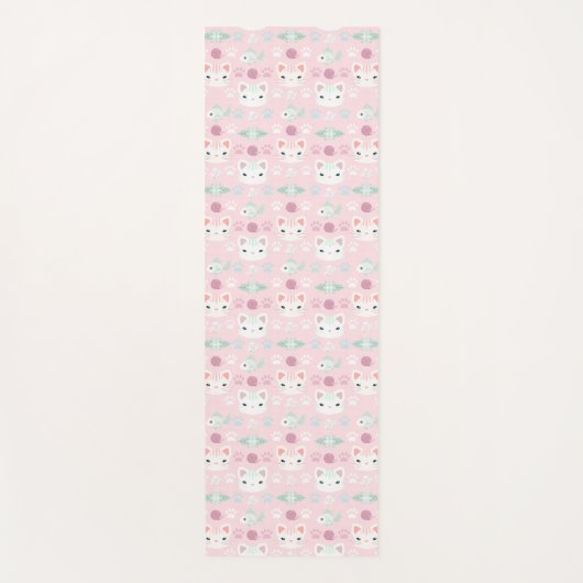 Wat is Cool, Kitty Cat in Roze en Mint Yogamat (Voorkant)