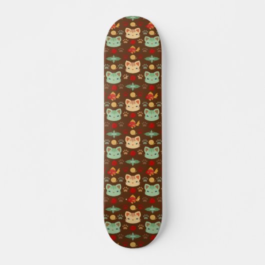 Wat is Cool, Kitty Kat in Aardse Kleuren Persoonlijk Skateboard (Voorkant)