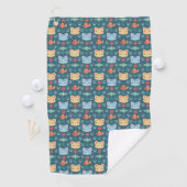 Wat is Cool, Kitty Kat in Blauw en Geel Golfhanddoek (Insitu)