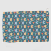 Wat is Cool, Kitty Kat in Blauw en Geel Golfhanddoek (Horizontaal)