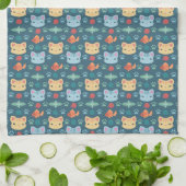 Wat is Cool, Kitty Kat in Blauw en Geel Theedoek (Gevouwen)