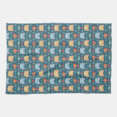 Wat is Cool, Kitty Kat in Blauw en Geel Theedoek (Horizontaal)