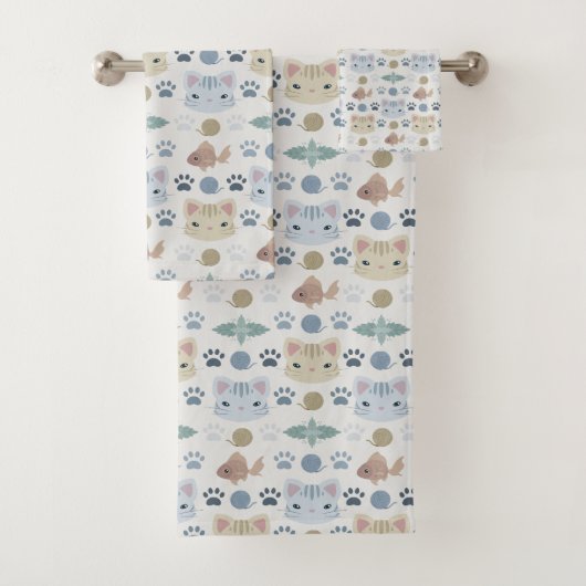 Wat is Cool, Kitty Kat in Grijs en Beige Bad Handdoek (Insitu)