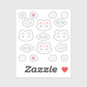 Wat is Cool, Kitty Kat in Roze en Mint Sticker (Vel)