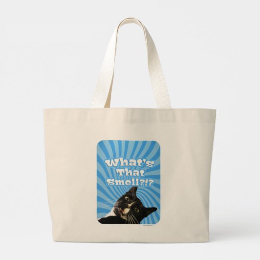 Wat is dat geur grappige Tuxedo kat motto Grote Tote Bag (Achterkant)