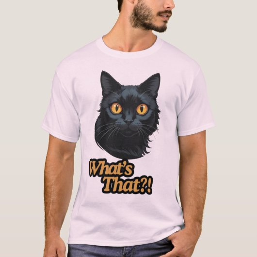 Wat is dat?! Zwarte kat met Oranje ogen T-shirt (Voorkant)
