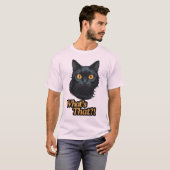 Wat is dat?! Zwarte kat met Oranje ogen T-shirt (Voorkant volledig)