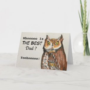 Wat is de beste vader? Fathers Day Owl Waterverf Kaart