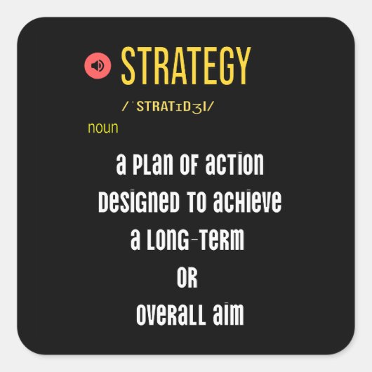 Wat is de betekenis van strategie? vierkante sticker (Voorkant)
