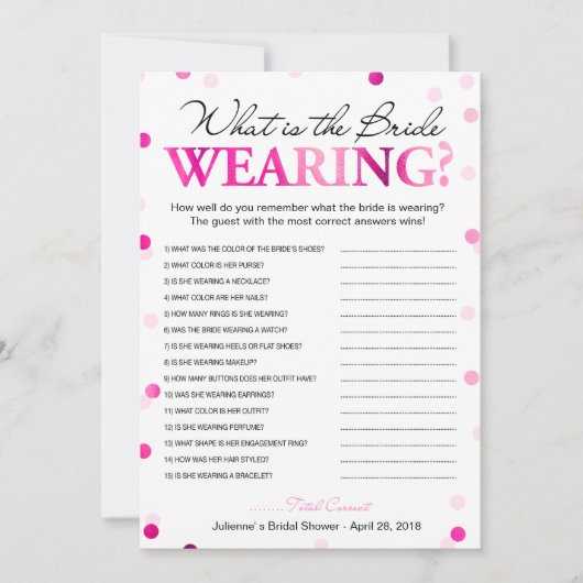 Wat is de bruid dragen spel | magenta Confetti Kaart (Voorkant)