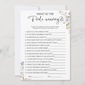 Wat is de bruid dragen Vrijgezellenfeest spel Kaart (Voorkant)