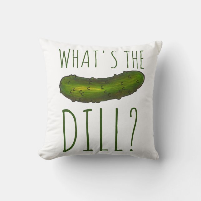 Wat is de Dill (Deal) Grappige Groene Kosher Pickl Kussen (Voorkant)