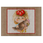 Wat is de eerste kip of eieren? snijplank (Voorkant)