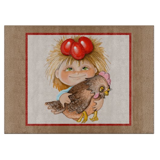 Wat is de eerste kip of eieren? snijplank (Voorkant)