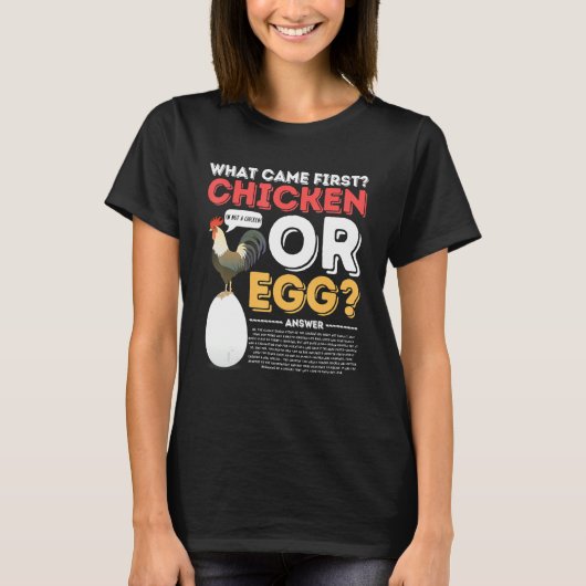 Wat is de eerste kip of eierkostuum? t-shirt (Voorkant)