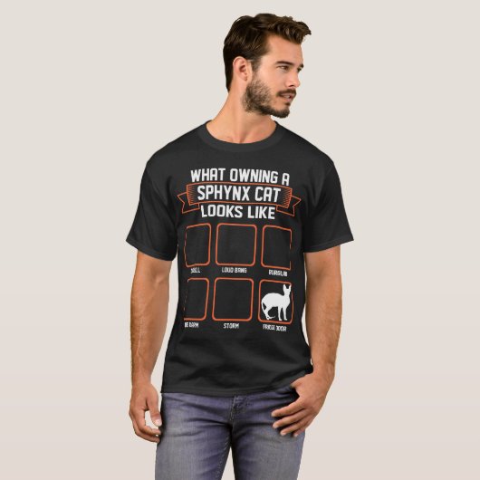 Wat is de eigenaar van Sphynx-kat? T-shirt (Voorkant volledig)