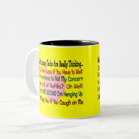 Wat is de farmacie-techniek? tweekleurige koffiemok (Voorkant links)