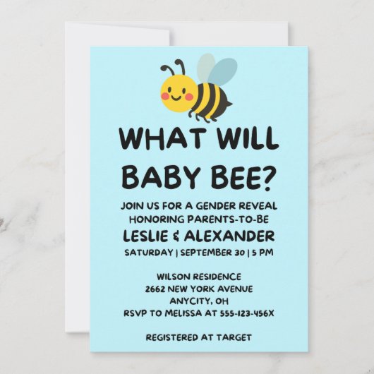 Wat Is De Geslacht Van Baby Bee Openbaring Kaart (Voorkant)