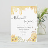 Wat is de geslachtsaankondiging van Baby Bee Sunfl Kaart (Staand voorkant)