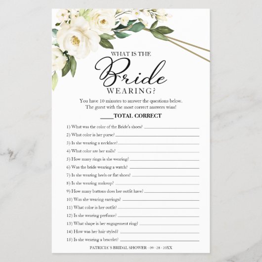 Wat is de groenerij van het spel met de bride? flyer (Voorkant)