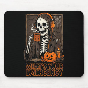 Wat is de noodsituatie Halloween skelet 911 telefo Muismat