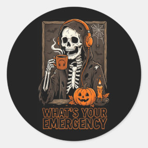 Wat is de noodtoestand Halloween skelet 911-dispat Ronde Sticker