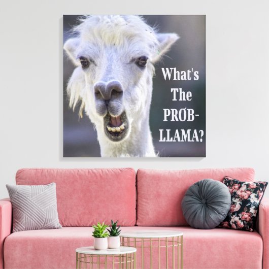 Wat is de Prob-Llama? Cute Funny LLAMA Canvas Afdruk (Insitu (Woonkamer))