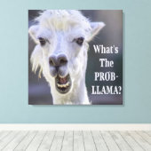 Wat is de Prob-Llama? Cute Funny LLAMA Canvas Afdruk (Insitu (Houten vloer))