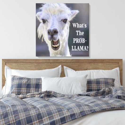 Wat is de Prob-Llama? Cute Funny LLAMA Canvas Afdruk (Insitu (Slaapkamer))