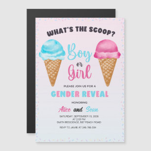 Wat is de Scoop Celebration-Sweet Gender Reveal! Magnetische Uitnodiging