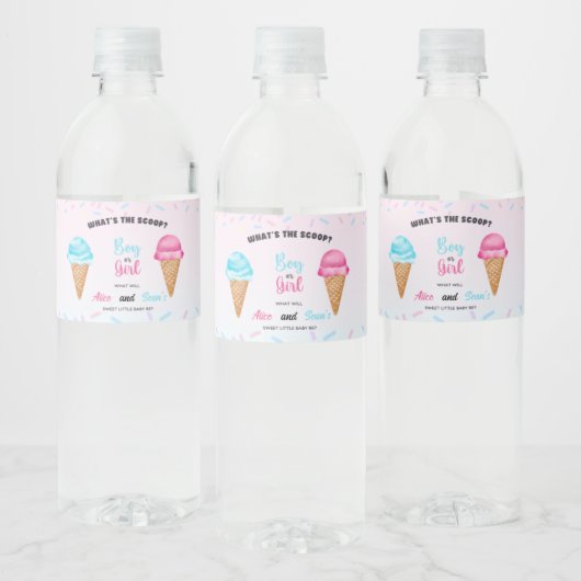 Wat is de Scoop Celebration - Sweet Gender Reveal! Waterfles Etiket (Flessen)