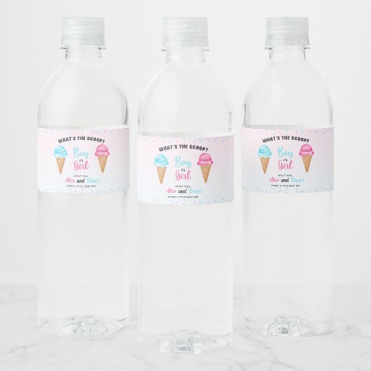 Wat is de Scoop Celebration - Sweet Gender Reveal! Waterfles Etiket (Flessen)