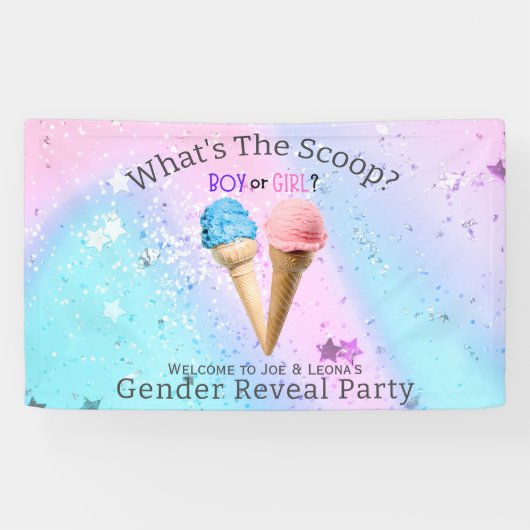 Wat is de Scoop Gender openbaart Ice Cream Spandoek (Horizontaal)