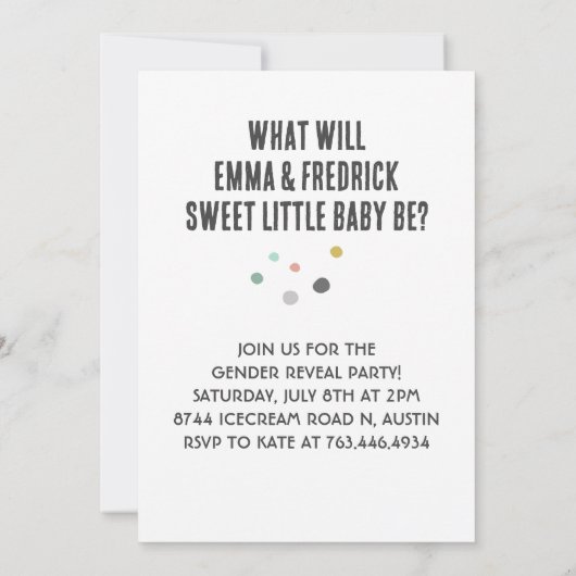 Wat is de scoop Gender Reveal Party Uitnodiging (Achterkant)