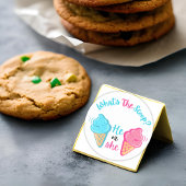 Wat is de Scoop Ice Cream Gender Reveal Favor Ronde Sticker